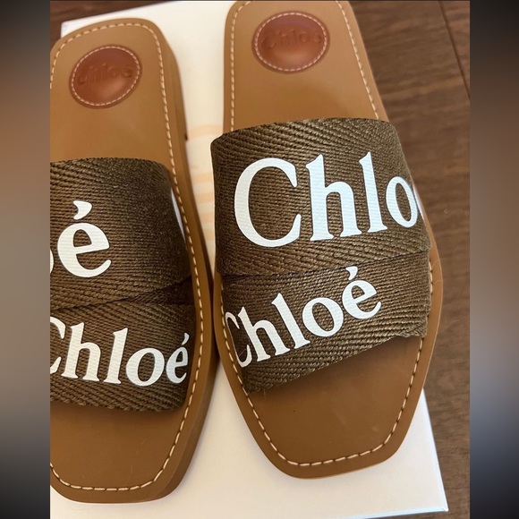 Chloé Woody Linen Slides - Picture 4 of 6